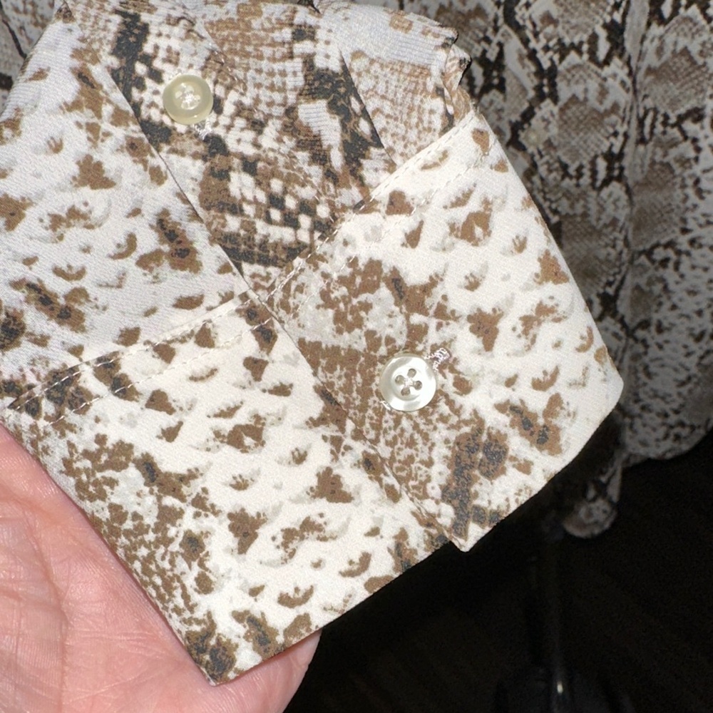 Banana Republic Snake Print Button Down Shirt - Brown and Cream - Picture 2 of 7